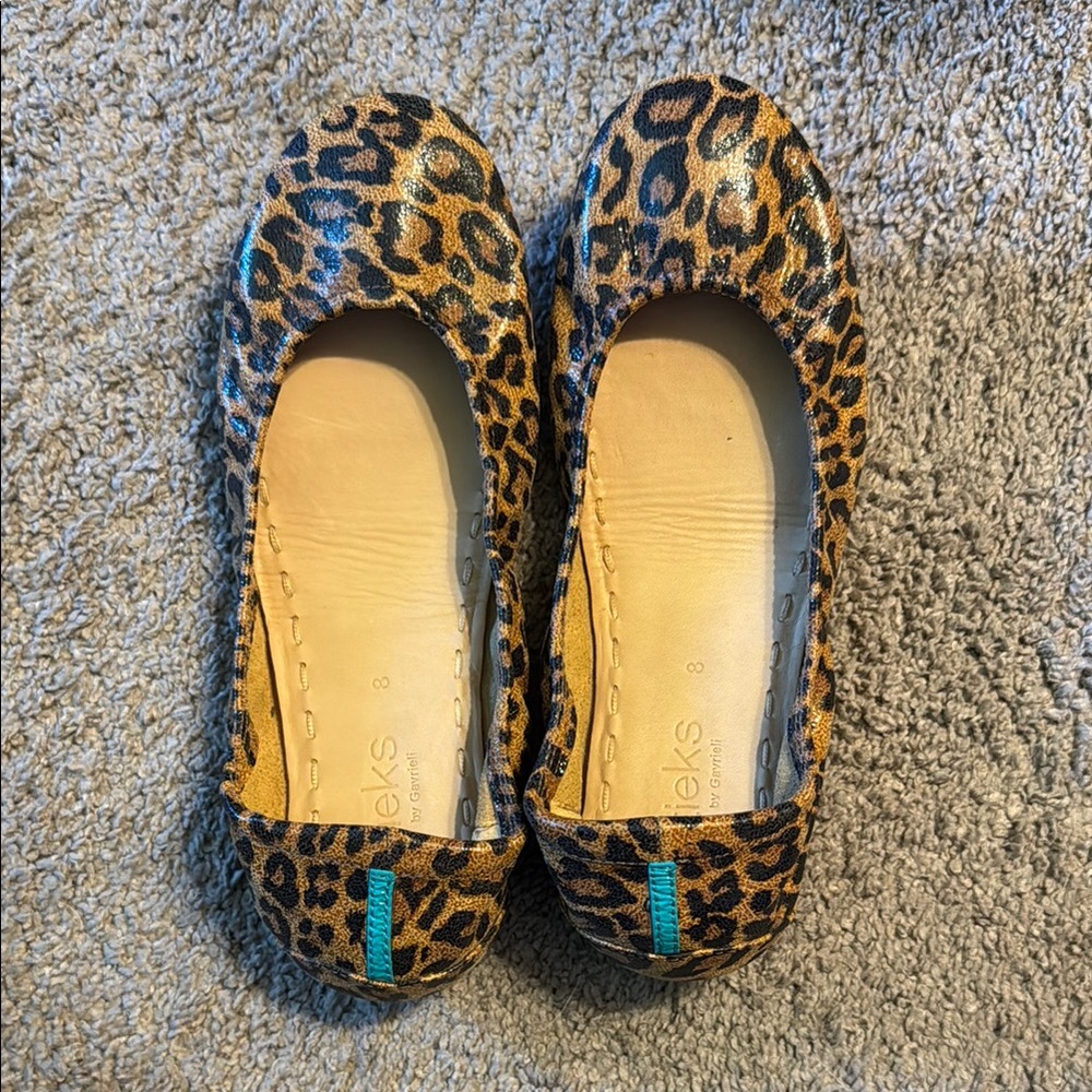 Tieks Leopard flats, size 8